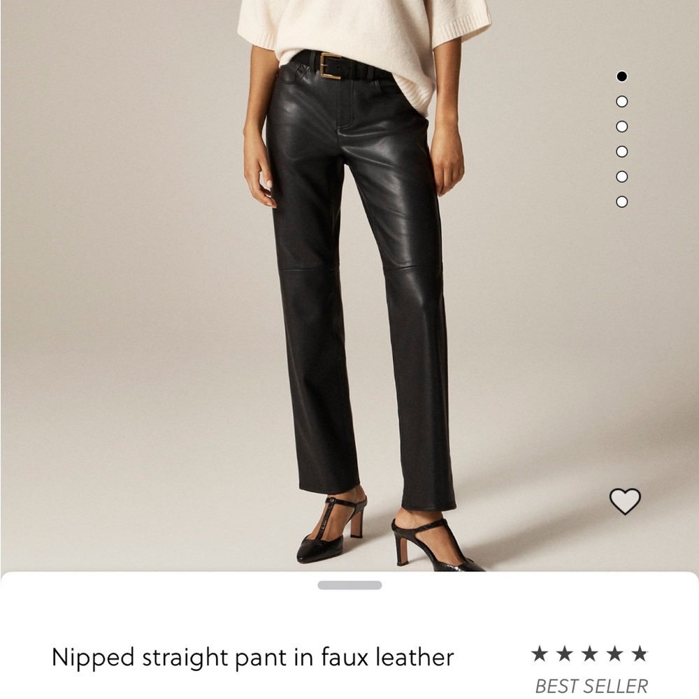J. Crew Nipped Straight Pant in Faux Leather 30